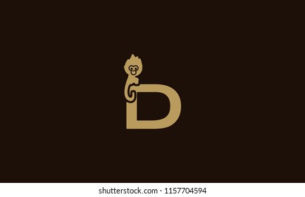 MONKEY LOGO WITH ALPHABET D FOR ILLUSTRATION USE