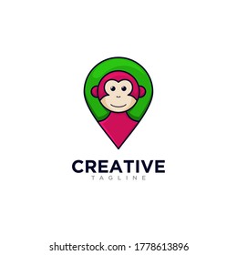 Monkey logo animal design vector 