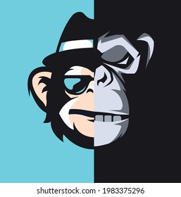 Monkey logo animal vector design.