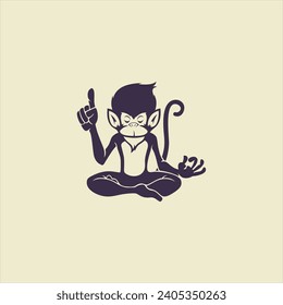 monkey logo in a cross-legged position like a hermit or teacher