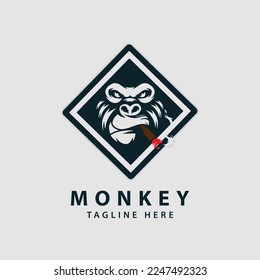 Monkey logo design, Premium logo template Vector.