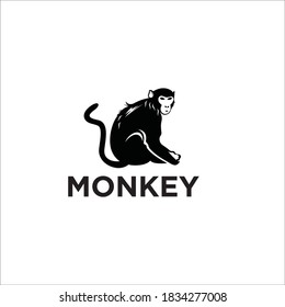 monkey logo design silhouette vector