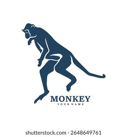 Monkey logo design vector. Silhouette Monkey Template Illustration. Icon Symbol