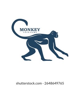 Monkey logo design vector. Silhouette Monkey Template Illustration. Icon Symbol