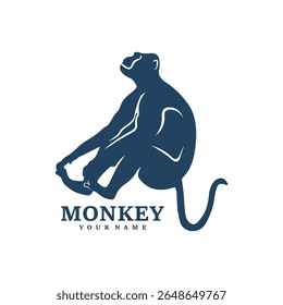 Monkey logo design vector. Silhouette Monkey Template Illustration. Icon Symbol
