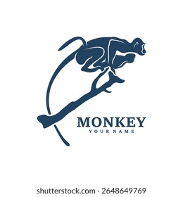 Monkey logo design vector. Silhouette Monkey Template Illustration. Icon Symbol