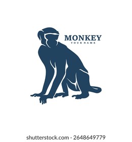 Monkey logo design vector. Silhouette Monkey Template Illustration. Icon Symbol