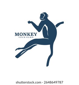 Monkey logo design vector. Silhouette Monkey Template Illustration. Icon Symbol