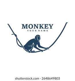 Monkey logo design vector. Silhouette Monkey Template Illustration. Icon Symbol