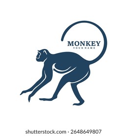 Monkey logo design vector. Silhouette Monkey Template Illustration. Icon Symbol