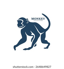 Monkey logo design vector. Silhouette Monkey Template Illustration. Icon Symbol