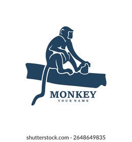 Monkey logo design vector. Silhouette Monkey Template Illustration. Icon Symbol