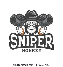 Vector de la plantilla de logo de la mascota de juegos de Monkey Gorilla Esport. Vector de logotipo de mono de cabezal moderno