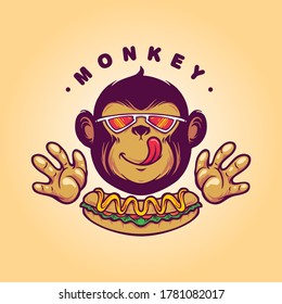 Monkey Logo Hotdog Food for your restaurant business 