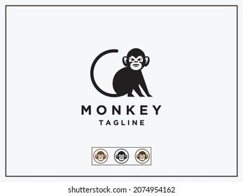 Monkey Logo Icon Design Template Illustration Vector