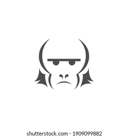 Monkey logo icon illustration vector flat design template
