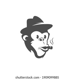 Monkey logo icon illustration vector flat design template