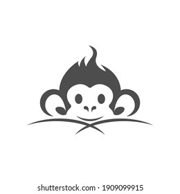 Monkey logo icon illustration vector flat design template