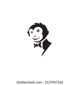 monkey logo illustration suit clipart design vector