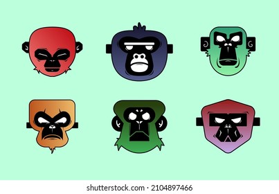 monkey logo illustration with various shapes and attractiveness of various colors