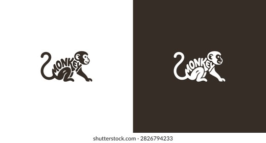 Monkey Logo with Integrated Monkey Silhouette