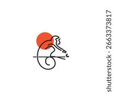 monkey logo line art design vector template