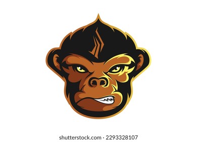 Monkey logo mascot cartoon illustration vector