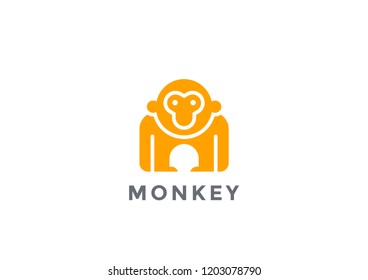 Monkey Logo silhouette vector design template geometric. Gorilla Logotype icon concept.