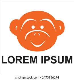 Monkey logo smiling happily vector