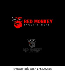 Monkey Logo Sports Gaming, Elite Red Monkey, Mafia Monkey Illustration, Monkey With Smoke