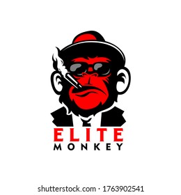 Monkey Logo Sports Gaming, Elite Red Monkey, Mafia Monkey Illustration, Monkey With Smoke