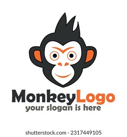 Monkey Logo Template - Gray and Orange Color