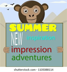 Monkey Logo template summer impresion summer vector