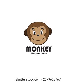 Monkey logo vector illustration flat design.