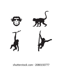 Monkey logo vector illustration flat design.