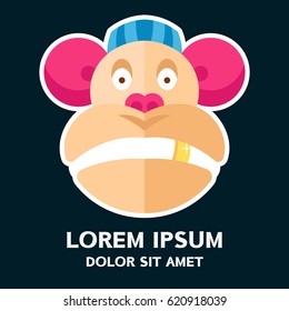 Monkey logo vector . Vector illustration isolated on background .
