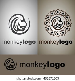 monkey logo from wild nature set