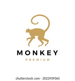 monkey long tail logo vector icon illustration