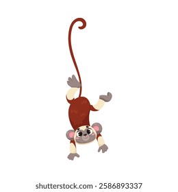 Monkey with Long Tail as Tropical Animal and Wild African Fauna Vector Illustration