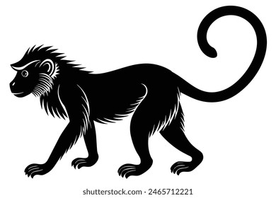 monkey long tail vector art illustration