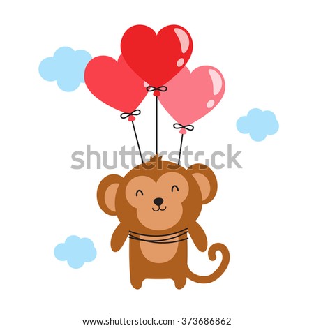 Monkey Love Balloon Up In The Sky