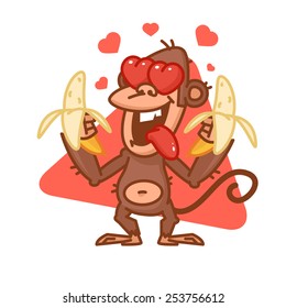 Monkey in love in bananas