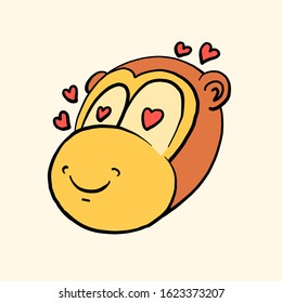 Monkey love in everything, smile face.