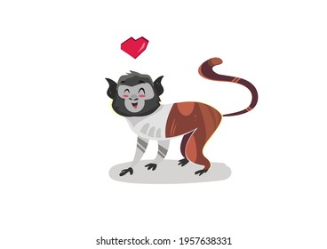 Monkey in love - heart and smile