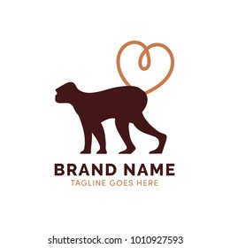 Monkey love logo. Animal logo concept.