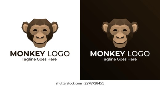 Monkey Low Poly Logo Design. Polygonales Design. Geometrisches Design. Modernes Logo