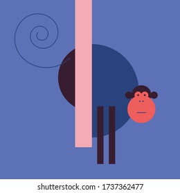 Monkey made of geometric shapes. Vector illustration.