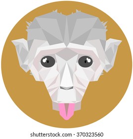 Monkey. Made in low poly triangular style. Symmetrical vector illustration of a monkey.