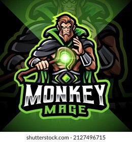 Monkey mage esport mascot logo design