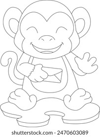Monkey Mail Animal Vector Graphic Art Illustration
